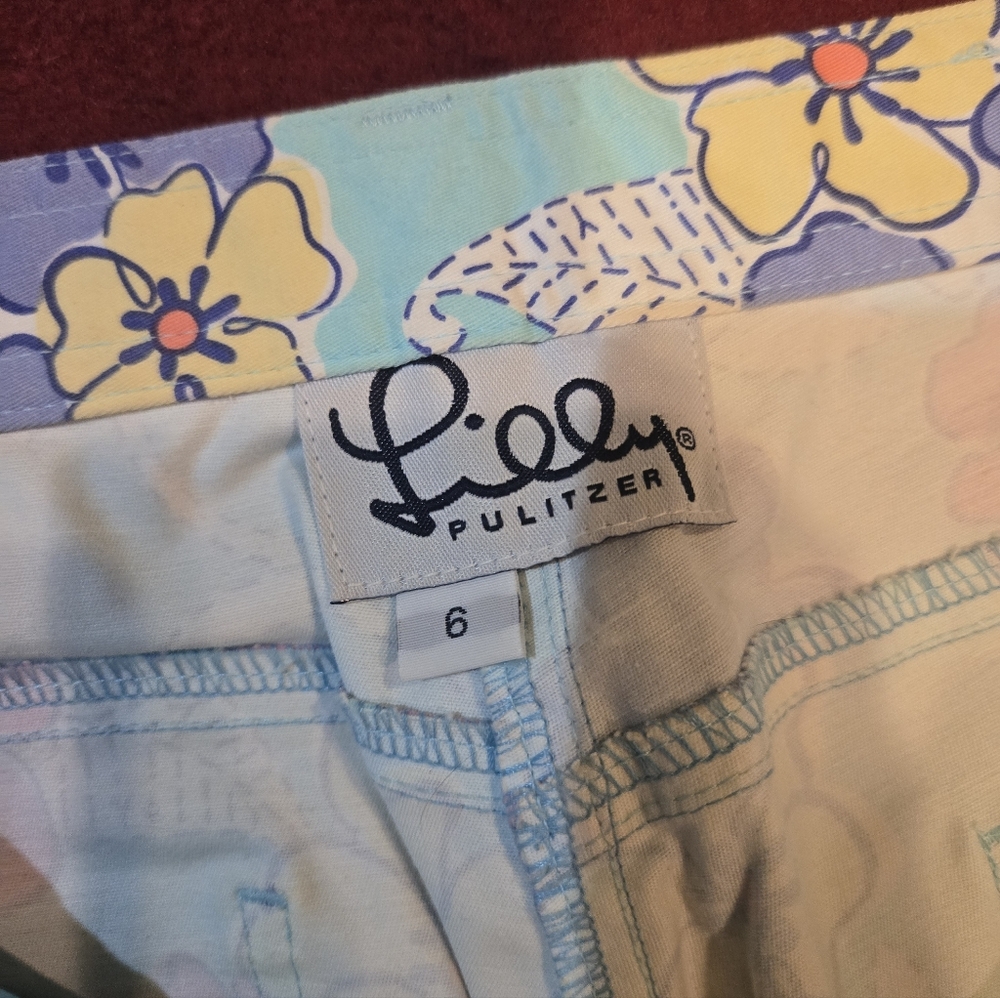 Lilly Pulitzer Blue and Yellow Floral Pants